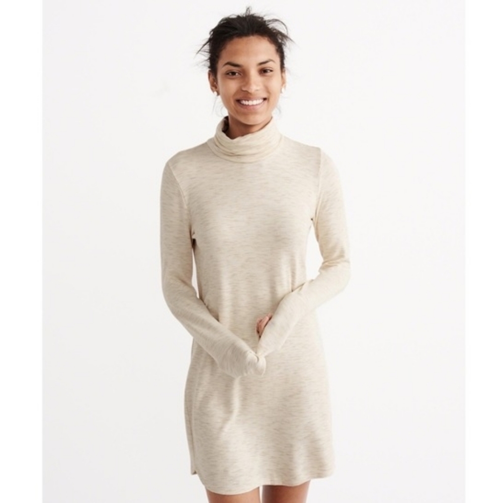 Abercrombie & Fitch Cream Turtleneck Dress Small